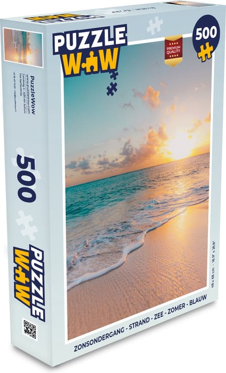 Puzzel Zonsondergang - Strand - Zee - Zomer - Blauw - Legpuzzel - Puzzel 500 stukjes
