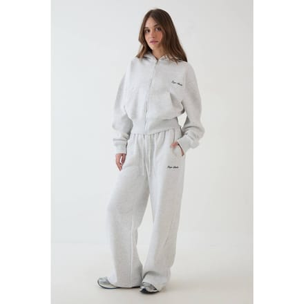 Dames Dsgn Studio Boxy Crop Trainingspak Met Diepe Zoom En Capuchon Met Rits | Asgrijs | Maat: 2XL