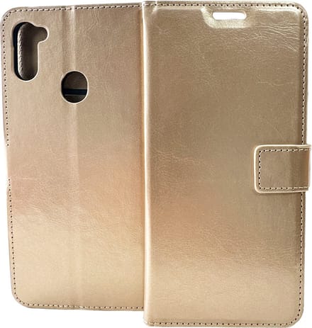 Bookcase Geschikt voor: Samsung Galaxy A21 - Goud - portemonnee hoesje