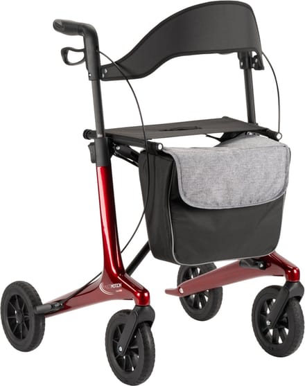 MultiMotion - Carbon rollator maat L - 5,5 kg - Softwielen - Rood