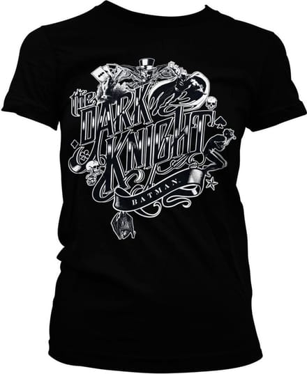 Batman Inked Dark Knight Girly T-shirt voor dames, zwart