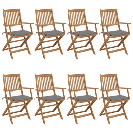 vidaXL - Inklapbare - stoelen - 8 - st - met - kussens - massief - acaciahout