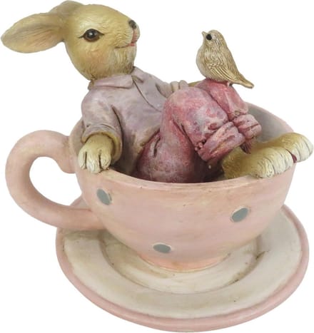Clayre & Eef Beeld Konijn 10x8x8 cm Bruin Roze Kunststof