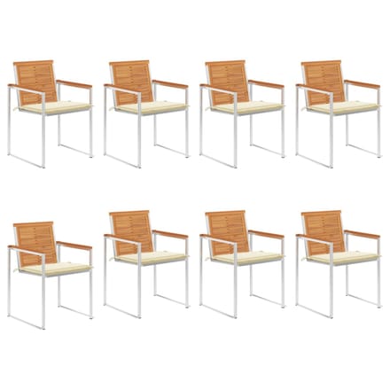 vidaXL - Tuinstoelen - 8 - st - met - kussens - massief - acaciahout