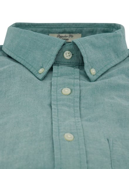 overhemd korte mouw Gant turquoise wijde fit effen 100% katoen