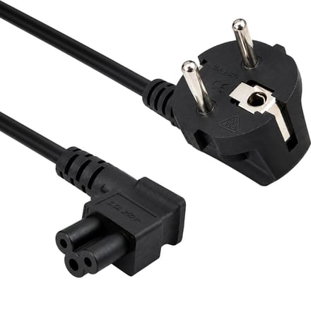 Schuko naar C5 apparaatsnoer - Haaks - 2 meter - Zwart - Allteq