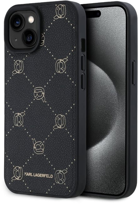Karl Lagerfeld Back cover - iPhone 14 Pro Max - Zwart - Luxe leerlook - Valbescherming