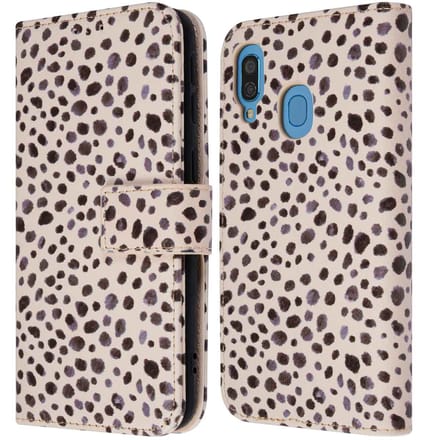 imoshion Hoesje - Geschikt voor Samsung Galaxy A40 - Design Bookcase smartphone - Black And White Dots