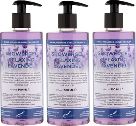 Douchegel Relaxing Lavendel 500 ml - set van 3 stuks - met gratis pomp - Showergel