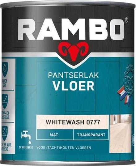 Rambo Pantserlak Vloer Transparant Mat - Sneldrogend - Vocht & Vuilwerend - Whitewash - 0.75L