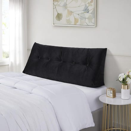 Sweet Home Collection Headboard Pillow Full Wedge Bed Pillow Large Versatile Triangle Pillow Reading Support Pillow Full - 54" Black
