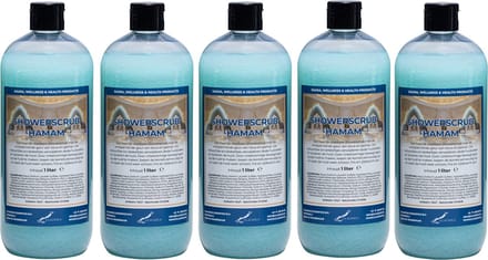 Showerscrub Hamam 1 liter - set van 5 stuks - verfrissende scrubgel - exfoliërende bodyscrub