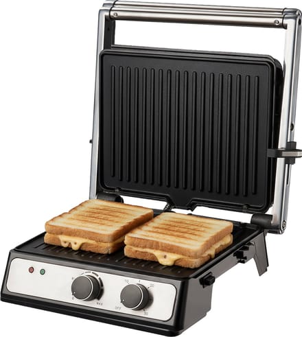 COOK‑IT XL Contactgrill - 180 °C - 2000 W - Uitneembare Platen - Timer & Temperatuur Instelbaar - Vetopvang & Cool-Touch Handgreep