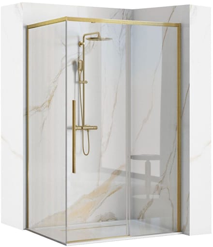 Rea Solar 100X80 - 195Cm - Douchecabine - Rechthoek - Geborsteld Goud