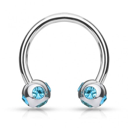 Piercing crystal ball ring 1.2x10x4 - zilver aqua - LMPiercings
