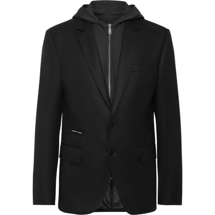Waterafstotende wollen blazer met capuchon