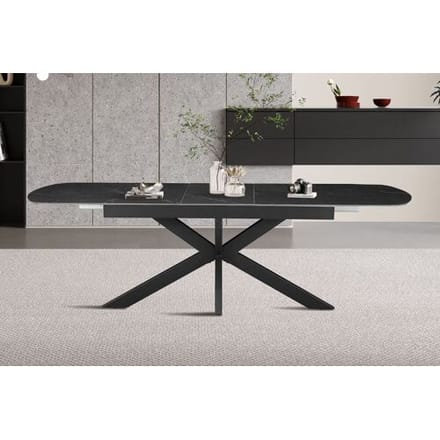 Uitschuifbare tafel 'Hestia' 180-220 cm Deens Ovaal Steen Zwart