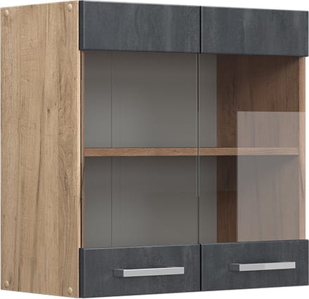 Vicco R-Line Glazen keukenkast – 60 cm Zwart beton