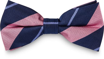 Roze & Mauve Gestreepte Marineblauwe Zijden Vlinderdas