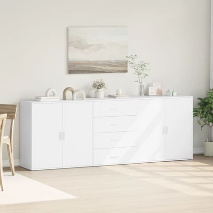 vidaXL - Dressoirs - 3 - st - bewerkt - hout - wit