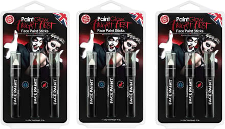 Paint Glow Schmink/make up stiften - 3x - 3 kleuren - voor gezicht/lichaam