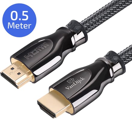 VanDijck HDMI Kabel 2.0 – 0.5 Meter – 4K 60Hz – Zwart