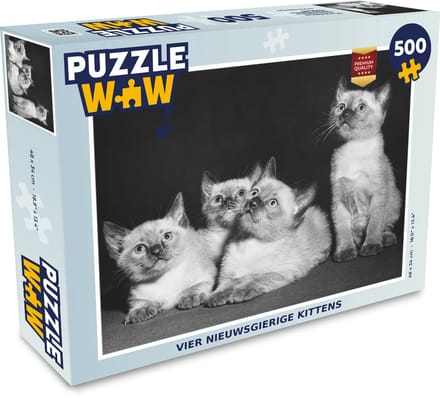 Puzzel Vier nieuwsgierige kittens - Legpuzzel - Puzzel 500 stukjes