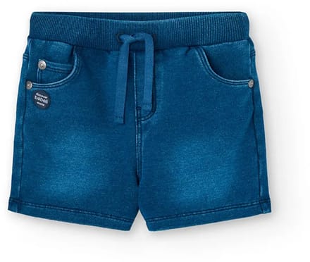 Boboli Fleece Denim Korte Broek Blauw 9 Months Jongen
