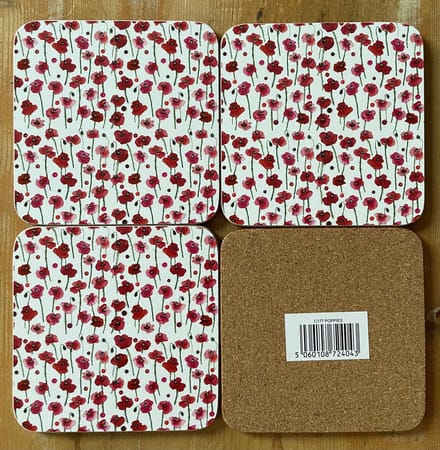 Alex Clark Onderzetters POPPIES ~ KLAPROZEN