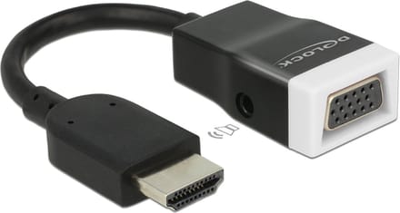Premium HDMI naar VGA + 3,5mm Jack adapter - compact / zwart - 0,15 meter