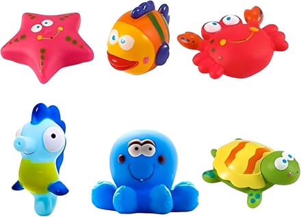 6 Stuks Bad Speelgoed Voor Baby's - Drijvende Oceanische Dier Rubber Squirters