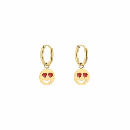 Bijoutheek Oorhangers Smiley Hartjes Ogen Goud