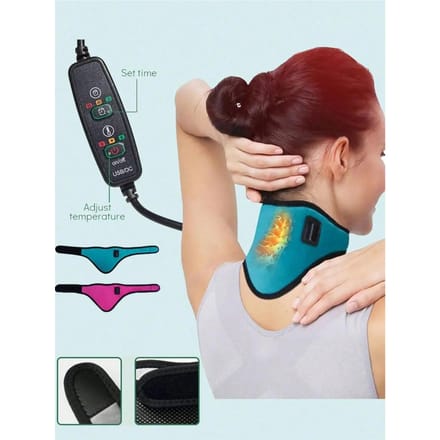 1 STuks USB Drie Temperatuur Verstelbare Elektrische Ergonomische Verwarmende Neksteun Cervicale Wervelkolom Band Massage beige
