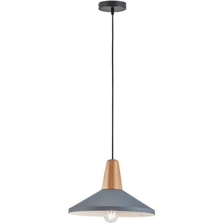 Viokef Hanglamp Tom met houtelement, blauw-grijs