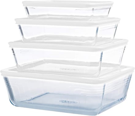 Glazen Voedselcontainers - Opslagdozen Set - Maaltijden Voorbereiden - Hittebestendig Glas - Set van 4 - Transparant