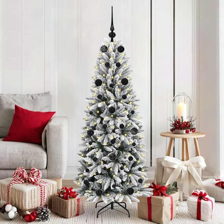 vidaXL - Kunstkerstboom - Wit - 150 - cm - PVC - en - plastic - en - staal - en - PE