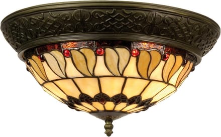 Lumilamp Plafondlamp Tiffany Ø 38x19 cm Beige Bruin Glas