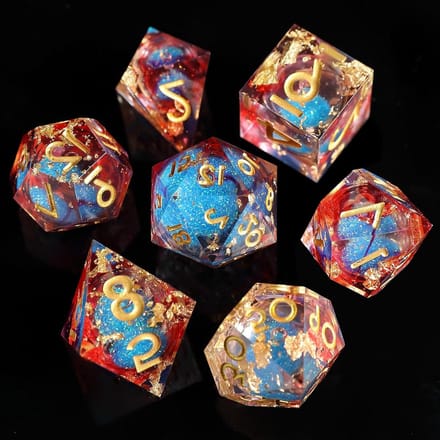 Liquid Core Dobbelstenen - RPG Dobbelstenen - Rollenspellen - Glinsterend Drijfzand - 7 Stuks Set - Rood