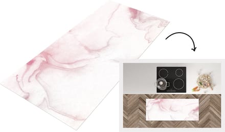 Keukenloper - Loper keuken - Marmer - Rood - Wit - 120x50 cm - Keukenloper vinyl