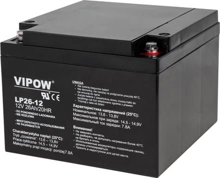 Vipow Serie - Gel Accu 12V 26Ah - UPS - PIEC