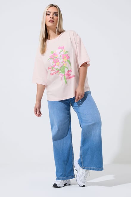 Limited Collection Roze 'All You Need Is Love & Flowers' Tshirt Size 42