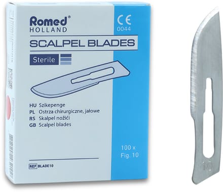 Romed scalpelmesjes nr. 10 steriel Romed - RVS - Wegwerp Scalpel Blades - Nummer 10