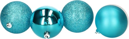 Atmosphera Kerstballen - 5ST - turquoise - glans en mat - 5 cm - kunststof