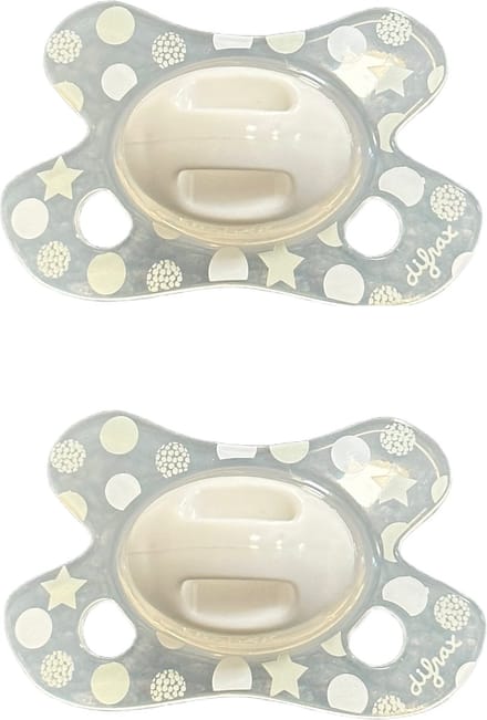Difrax Natural Fopspeen Newborn - Grijs - 2 Stuks, Siliconen Speen, Gemakkelijk te Accepteren