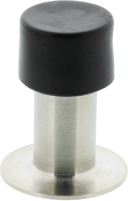 Elegante Wanddeurstopper van Roestvrij Staal met Rubberen Stopper - 65 mm Hoog