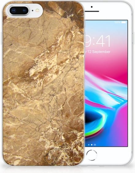 Apple iPhone 7 Plus | 8 Plus TPU Siliconen Hoesje Marmer Creme