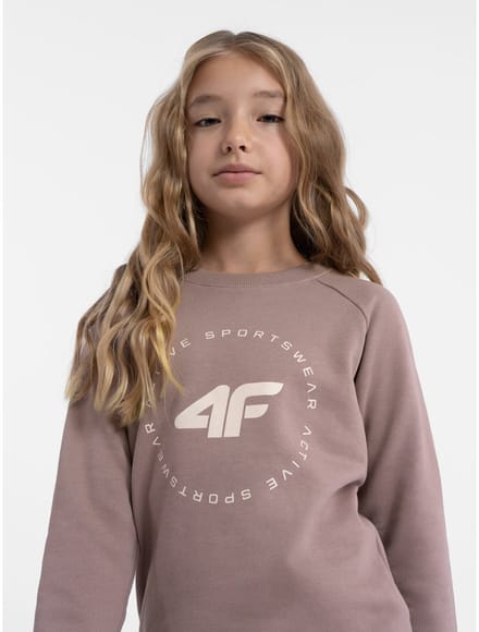 4F Kindertrui zonder capuchon bruin - Maat 122