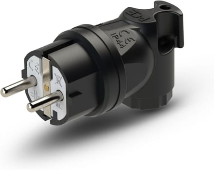 PCE 05811-s Haakse stekker met randaarde Rubber 230 V Zwart IP44