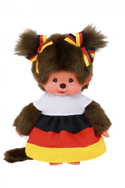 Monchhichi pop Duitsland editie - meisje met vlechten - 20 cm pop.