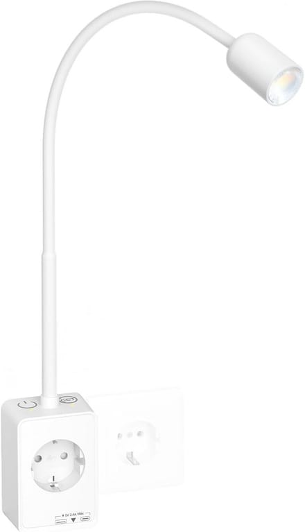 Flexibele LED Wandleeslamp met Stopcontact en USB Opladen